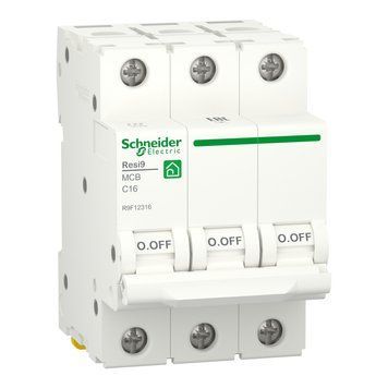 Автоматический выключатель Resi9 3 полюса 16А C 6kA Schneider Electric R9F12316 R9F12316 фото