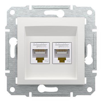 Розетка RJ45 подвійна Cat 5e UTP без рамки біла Asfora Schneider Electric EPH4470121 EPH4470121 фото