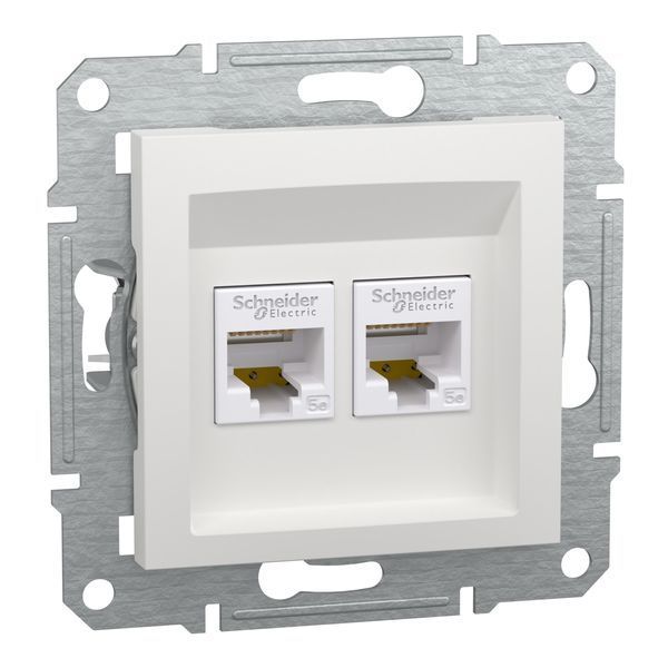 Розетка RJ45 подвійна Cat 5e UTP без рамки біла Asfora Schneider Electric EPH4470121 EPH4470121 фото