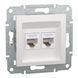 Розетка RJ45 подвійна Cat 5e UTP без рамки біла Asfora Schneider Electric EPH4470121 EPH4470121 фото 2