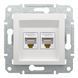 Розетка RJ45 подвійна Cat 5e UTP без рамки біла Asfora Schneider Electric EPH4470121 EPH4470121 фото 1