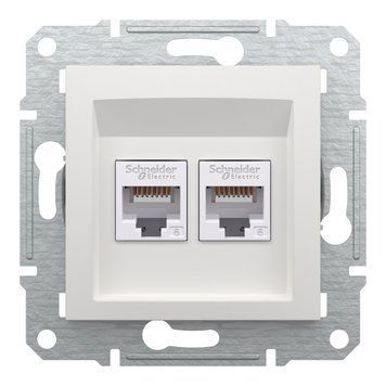 Розетка RJ45 двойная Cat 6 UTP без рамки белая Asfora Schneider Electric EPH4870121 EPH4870121 фото