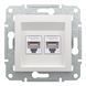 Розетка RJ45 двойная Cat 6 UTP без рамки белая Asfora Schneider Electric EPH4870121 EPH4870121 фото 1