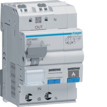 ДАВ з дуговим захистом AFDD 1P+N 16A C 30мA тип A 6kA Hager ARF966D ARF966D фото