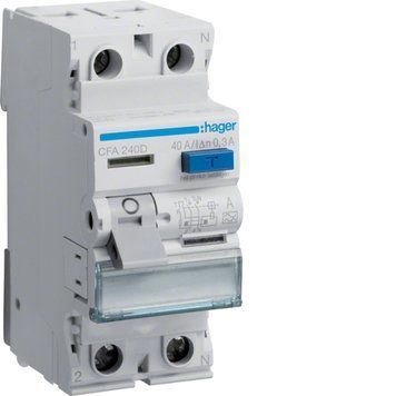 Устройство защитного отключения 2 полюса 40A 300mA тип A 6kA Hager CFA240D CFA240D фото