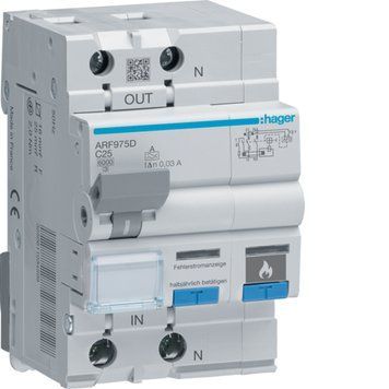 ДАВ з дуговим захистом AFDD 1P+N 25A C 30мA тип A 6kA Hager ARF975D ARF975D фото