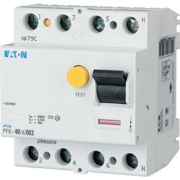 ПЗВ Eaton 4 полюси 40A 30mA тип AC 6kA PF6-40/4/003 286508 286508 фото