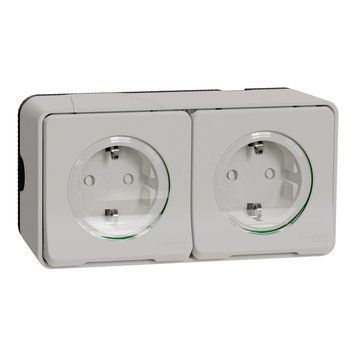 Розетка двойная с заземлением Mureva Styl IP55 белая MUR39035 MUR39035 фото