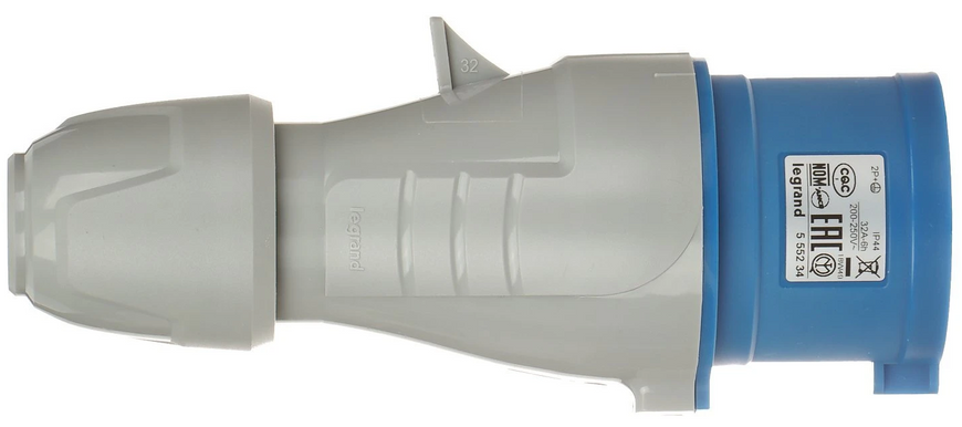 Вилка пряма 32A 2К+З 230В IP44 P17 Tempra Pro 555234 555234 фото