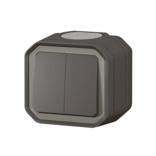 Перемикач 2-клавішний накладний антрацит IP55 Plexo Legrand 069775L 069775L фото