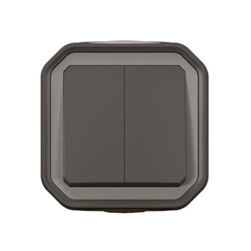 Перемикач 2-клавішний накладний антрацит IP55 Plexo Legrand 069775L 069775L фото