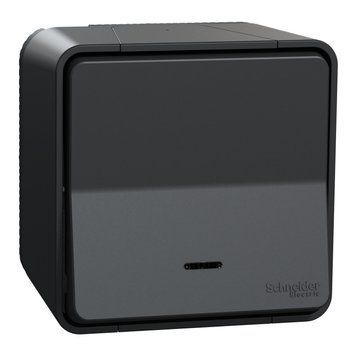 Переключатель 1-клавишный с подсветкой накладной Mureva Styl IP55 черный MUR35024 MUR35024 фото