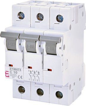 Автоматичний вимикач 3 полюси 10А C 6kA ETIMAT 6 2145514 2145514 фото