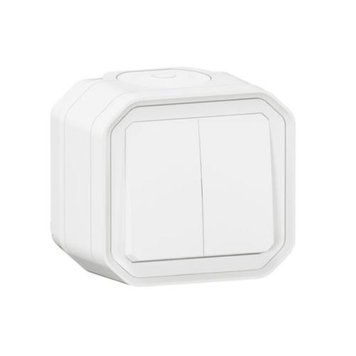 Перемикач 2-клавішний накладний білий IP55 Plexo Legrand 069755L 069775L фото