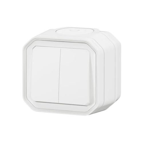 Переключатель 2-клавишный накладной белый IP55 Plexo Legrand 069755L 069775L фото