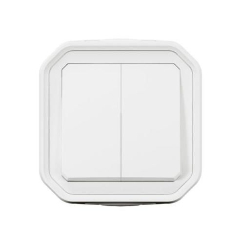 Переключатель 2-клавишный накладной белый IP55 Plexo Legrand 069755L 069775L фото