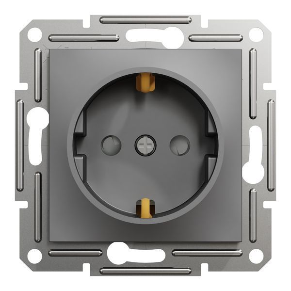 Розетка з з/к і шторками антрацит Asfora Schneider Electric EPH2900271 EPH2900271 фото